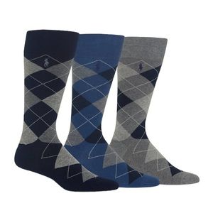 POLO RALPH LAUREN Men’s Argyle Crew Socks - 3 Pack. Sock Size:  10-13